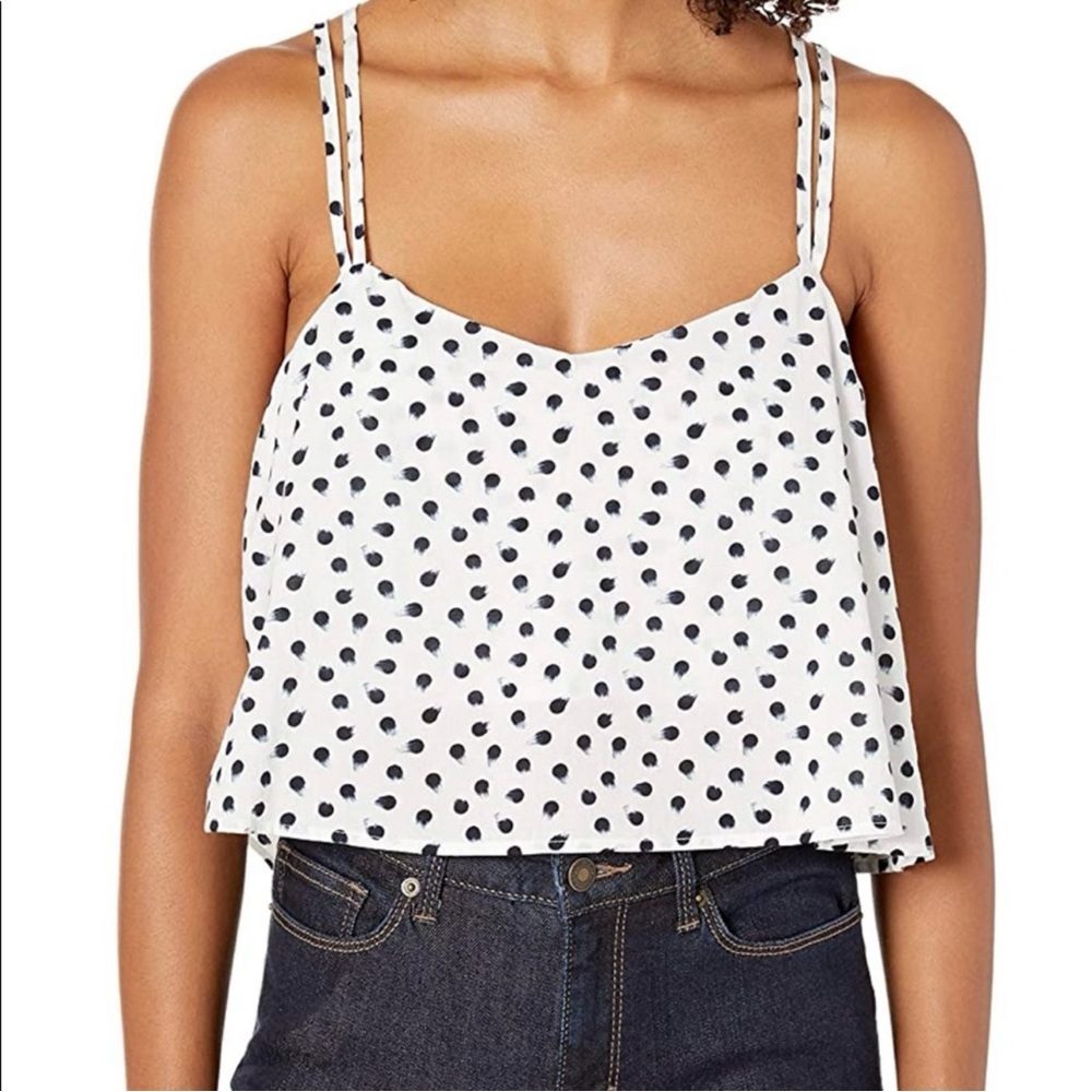 DL1961 Polka Dot Pearl Street Spaghetti Strap 100% Cotton Cropped Tank Top M NWT